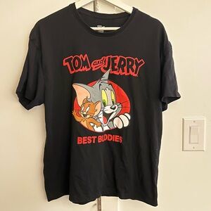 Tom and Jerry Black Tee Large y2k‎